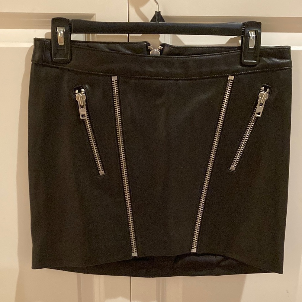 Brand New Black leather mini skirt